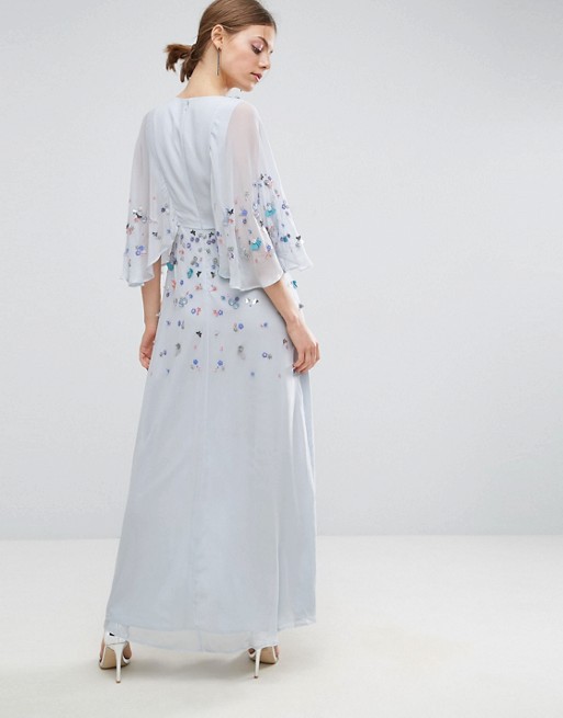 embellished kimono maxi