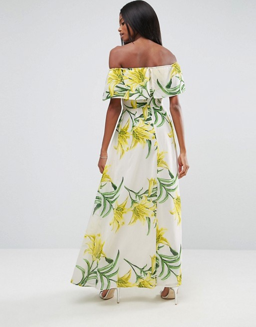 floral bardot maxi dress