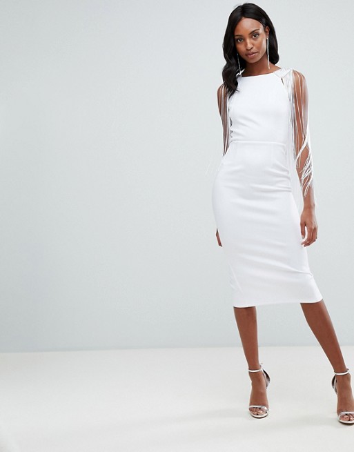white embellished bodycon dress