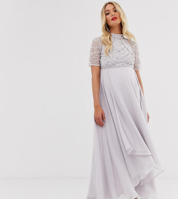 ASOS DESIGN Maternity maxi dress with short sleeve embellished bodice