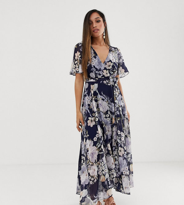 Forever New Petite floral print midi dress with asymmetric hem